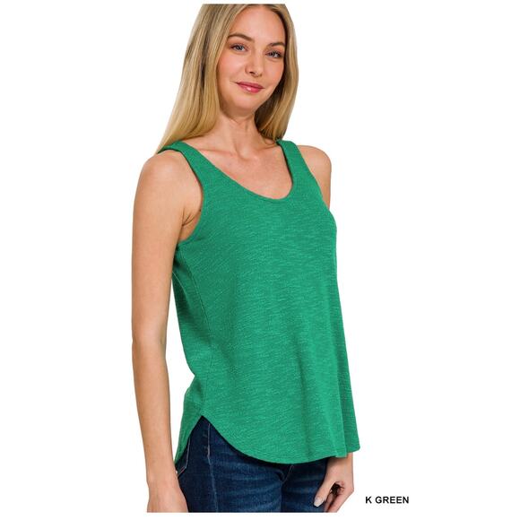 Zenana Outfitters Tops - Zenana - Double Scoop Slub Hacci Neck Tank Top - Large